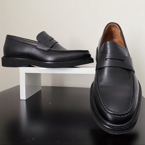 Aquatalia Kurt Black Leather Platform Penny Loafers 8 Italy Nordstrom